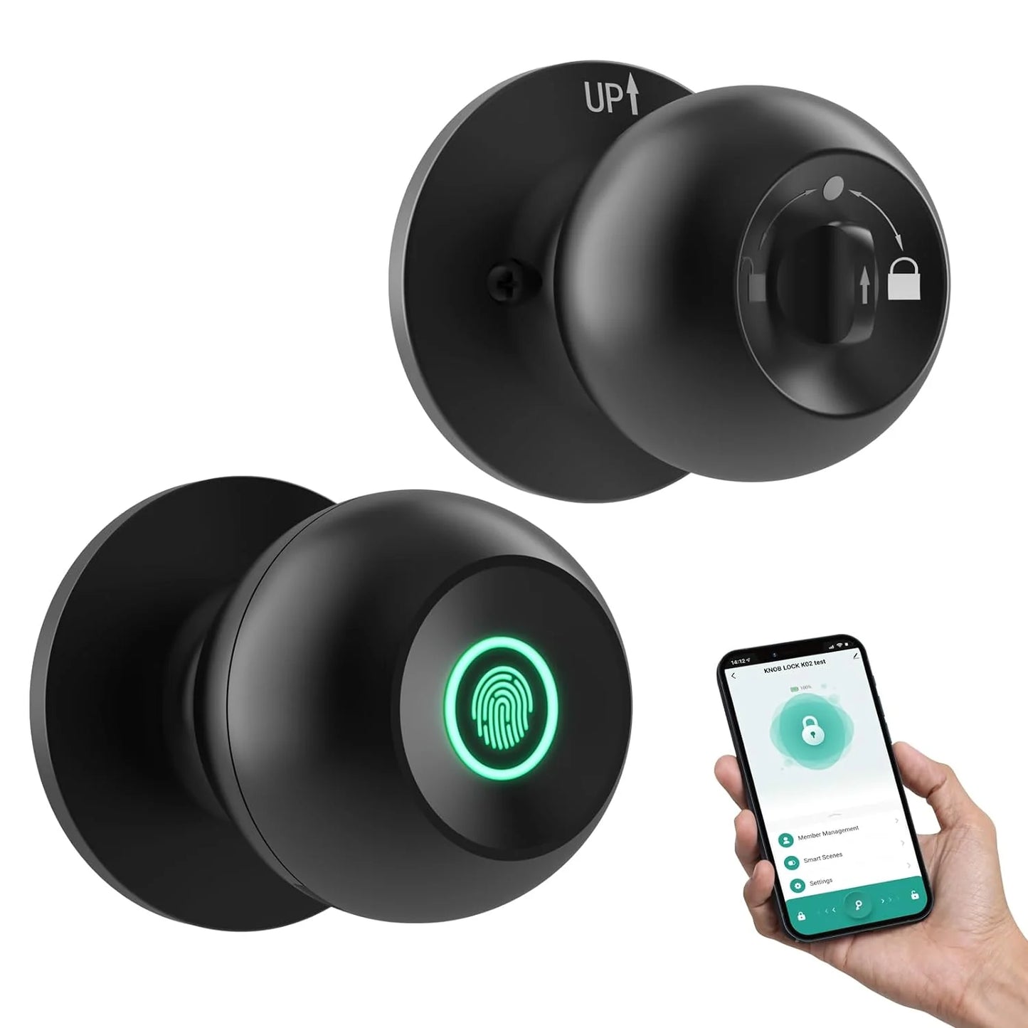 Smart fingerprint door knob with TUYA Bluetooth control