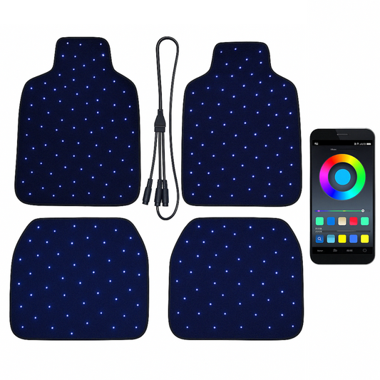 LED starlight car mats with music sync and fiber optic glow