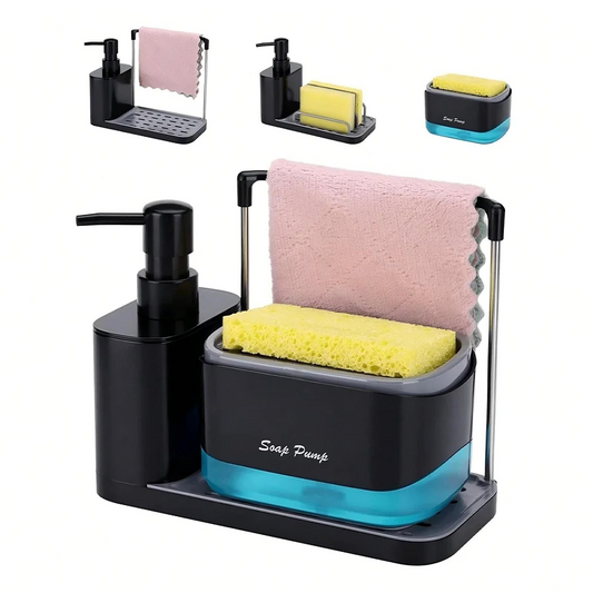 5-in-1 soap dispenser set with sponge holder and drip tray